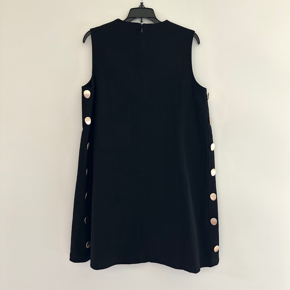 Hyacinth House Tuckernuck Black Mini Dress Large Twill Sleeveless Side Button - Picture 8 of 10